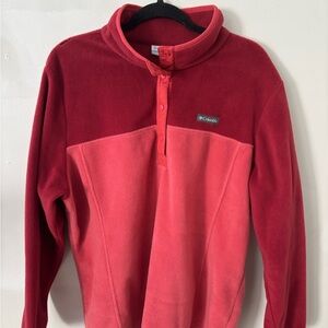 Columbia Women's Cowl Neck Fleece Sweater - Red and Pink